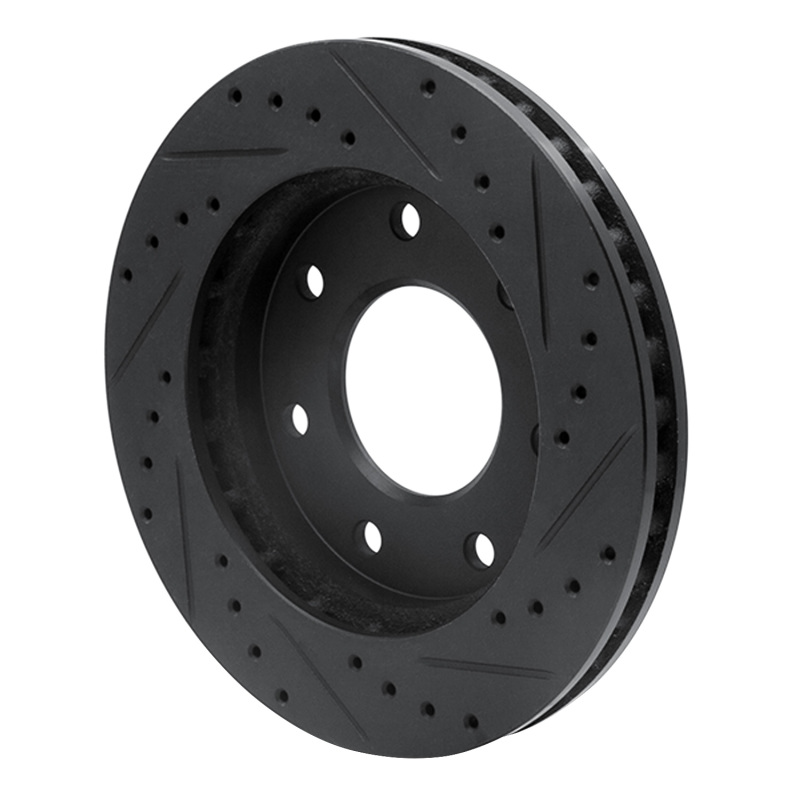 Ford F-250 Brake Rotor (1) - Front Left - R1 Concepts - Drilled & Slotted - Black - `97-`04